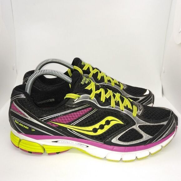Saucony Glide 7 Running Sneakers Women's Size 10 Black, Green, Purple - Picture 2 of 8